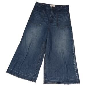 We The Free Wide Leg Jeans 28 Med Wash 90s Y2K Cropped Denim Vintage 28Wx21L